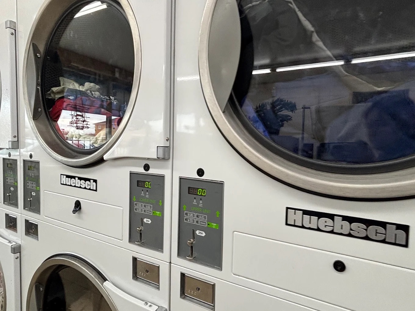 Large Huebsch dryers at Layton Heights Laundromat